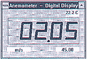 La software del anemmetro muestra los valores en digitos