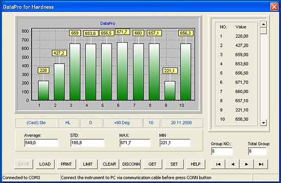 Software para archivar datos que podr utilizar con el durmetro Brinell PCE-2000.